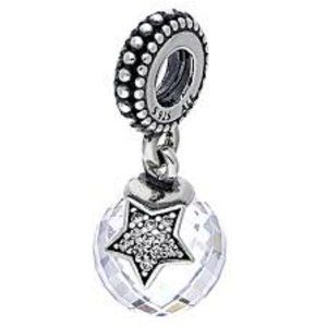 Pandora Sterling Silver Clear Moon and Star Bracelet Charm